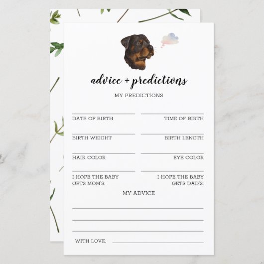Advies en voorspelling Baby shower rottweiler (Voorkant / Achterkant)