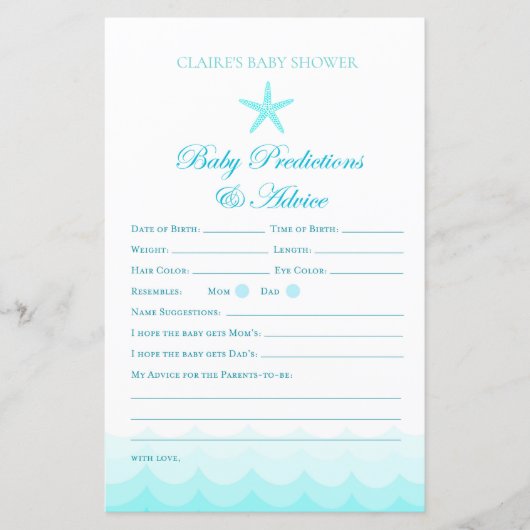 Advies en voorspelling van baby - Baby shower spel (Voorkant)