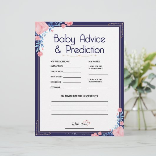 Advies en voorspelling van baby [Floral Lijst] Briefhoofd (Staand voorkant)