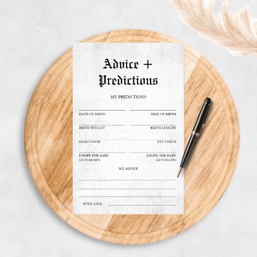 Advies en voorspellingen Baby shower Game Newspape Flyer