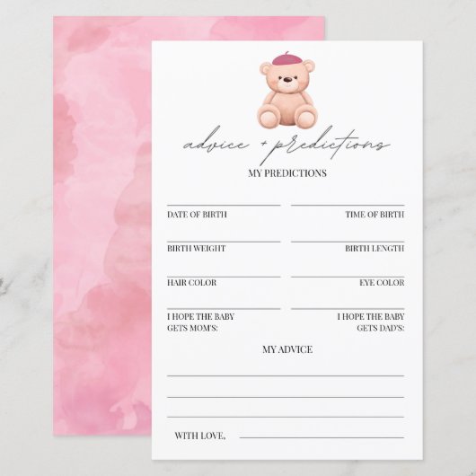 Advies en voorspellingen Bonjour Bebe Baby shower (Voorkant / Achterkant)