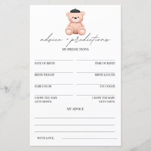 Advies en voorspellingen Bonjour Bebe Baby shower (Voorkant)