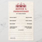 Advies en voorspellingen Circus Baby shower Game (Voorkant)