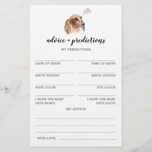Advies en voorspellingen Dachshund Baby shower Gam (Voorkant)