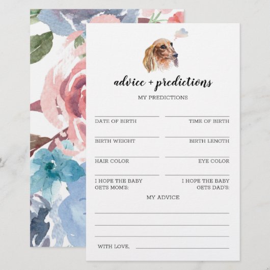 Advies en voorspellingen Dachshund Baby shower Gam (Voorkant / Achterkant)