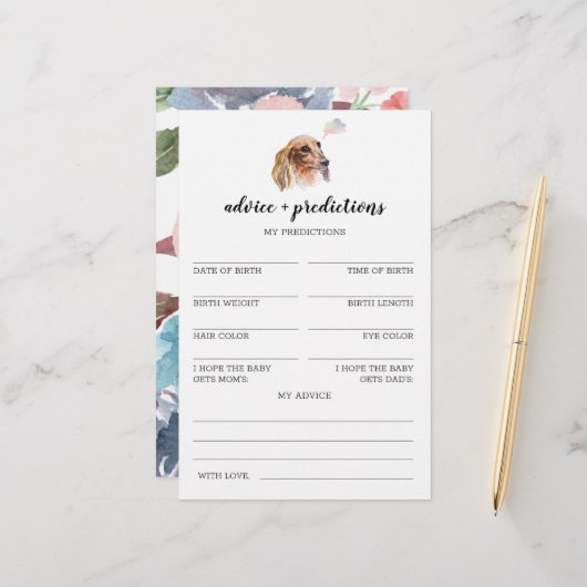 Advies en voorspellingen Dachshund Baby shower Gam (Voorkant / Achterkant in situ)