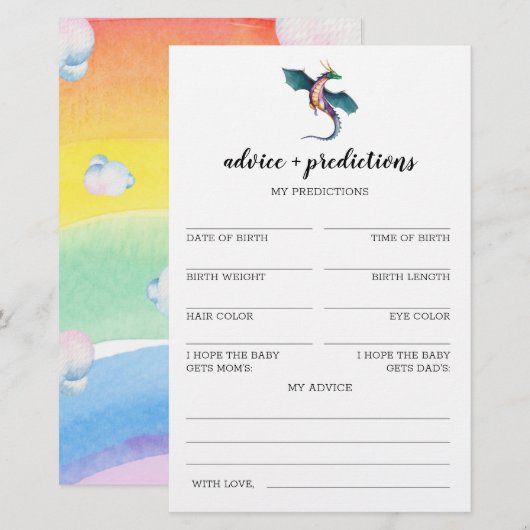 Advies en voorspellingen Dragon Baby shower Game (Voorkant / Achterkant)