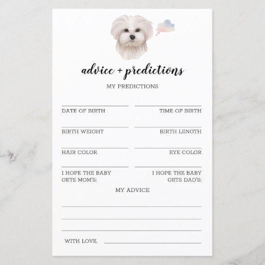 Advies en voorspellingen Maltese Baby shower (Voorkant)