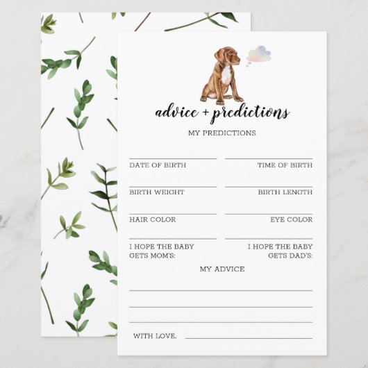 Advies en voorspellingen Pit bull Baby shower Game (Voorkant / Achterkant)