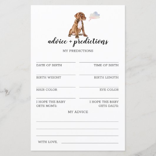 Advies en voorspellingen Pit bull Baby shower Game (Voorkant)