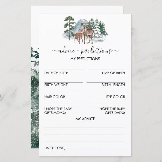 Advies en voorspellingen Winterspelen Baby shower (Voorkant / Achterkant)