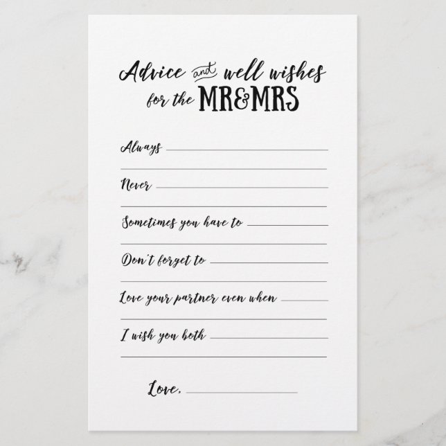 Advies en welgemeende wensen voor de Mr&Mrs Kaart (Voorkant)