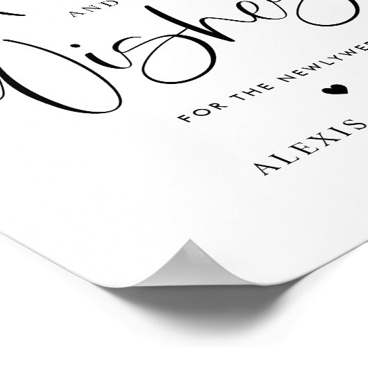 Advies en Well Wishes Leuke Kalligrafie Bruiloft Poster (Hoek)