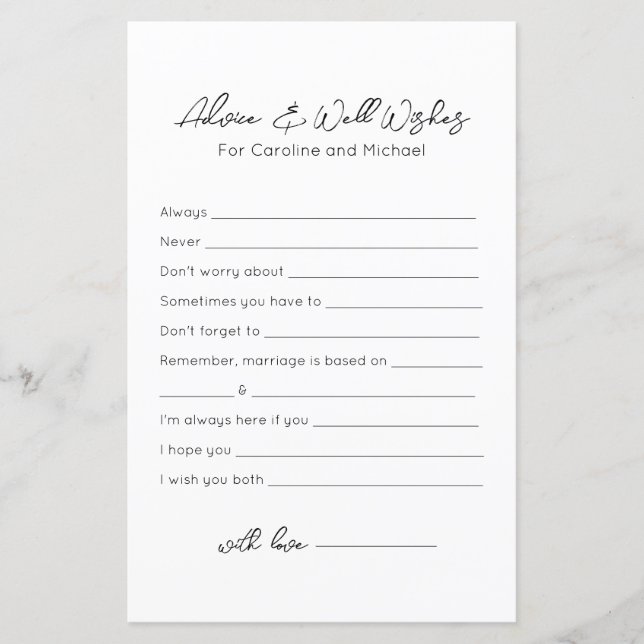 Advies en Well Wishes - Vrijgezellenfeest Game (Voorkant)