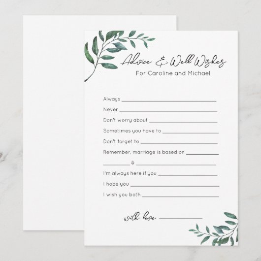 Advies en Well Wishes - Vrijgezellenfeest Game Feestdagenkaart (Voorkant / Achterkant)