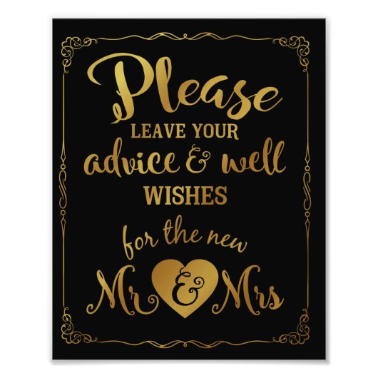 advies en welwillendheid voor bruiloft foto afdruk (Voorkant)