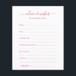Advies en wensen<br><div class="desc">Deze eenvoudige, roos roze en witte, moderne, minimale, handgeschreven scriptadvies & wensbladen zijn perfect om vrijgezellenfeest, repetitief diner of trouwgasten te laten invullen voor het gelukkige paar. Mensen zullen graag de herinneringen krijgen - ze maken het zo makkelijk om liefhebbende woorden van advies en welwillendheid achter te laten. Ze zullen...</div>