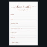 Advies en wensen<br><div class="desc">Deze eenvoudige, terracotta en witte, moderne, minimale, handgeschreven scriptadvies & wensbladen zijn perfect om vrijgezellenfeest, repetitief diner of trouwgasten te laten invullen voor het gelukkige paar. Mensen zullen graag de herinneringen krijgen - ze maken het zo makkelijk om liefhebbende woorden van advies en welwillendheid achter te laten. Ze zullen nog...</div>