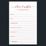 Advies en wensen<br><div class="desc">Deze eenvoudige, rode en witte, moderne, minimale, handgeschreven scriptadviezen en -wensbladen zijn perfect om vrijgezellenfeest, repetitief diner of huwelijksgasten te laten invullen voor het gelukkige paar. Mensen zullen graag de herinneringen krijgen - ze maken het zo makkelijk om liefhebbende woorden van advies en welwillendheid achter te laten. Ze zullen nog...</div>