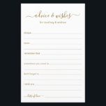Advies en wensen<br><div class="desc">Deze eenvoudige, gouden en witte, moderne, minimale, handgeschreven scriptadviezen en -wensbladen zijn perfect om vrijgezellenfeest, repetitief diner of huwelijksgasten te laten invullen voor het gelukkige paar. Mensen zullen graag de herinneringen krijgen - ze maken het zo makkelijk om liefhebbende woorden van advies en welwillendheid achter te laten. Ze zullen nog...</div>