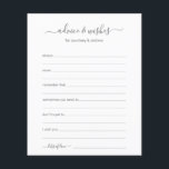 Advies en wensen<br><div class="desc">Deze eenvoudige, grijze en witte, moderne, minimale, handgeschreven scripts Advice & Wwish sheets zijn perfect om vrijgezellenfeest, repetitief diner of bruiloft gasten te laten invullen voor het gelukkige paar. Mensen zullen graag de herinneringen krijgen - ze maken het zo makkelijk om liefhebbende woorden van advies en welwillendheid achter te laten....</div>