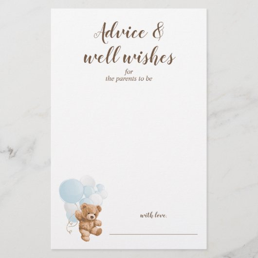 Advies en Wensen Blauwe Teddyshower Flyer (Voorkant)