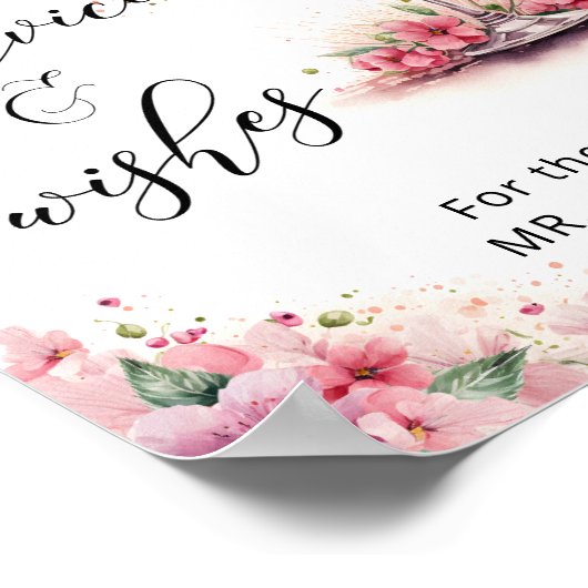 Advies en wensen bloemblaadjes en Prosecco Pink Fl Poster (Hoek)