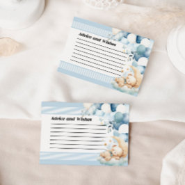 Advies en wensen Blue Baby shower Kaart Notitiekaartje