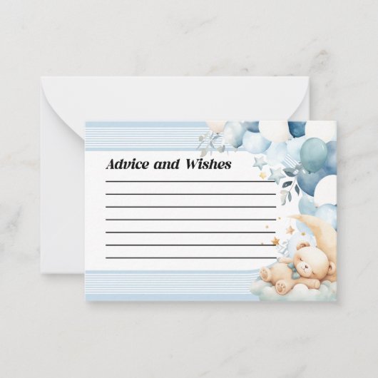 Advies en wensen Blue Baby shower Kaart Notitiekaartje (Voorkant)
