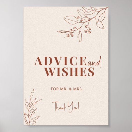 Advies En Wensen Boho Trouwbord Poster (Voorkant)