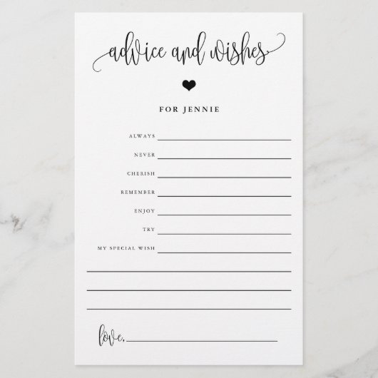Advies en wensen, Bridal Editable Advice Paper Kaa Flyer (Voorkant)
