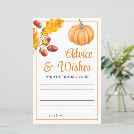 Advies en wensen Herfst Pompoen Vrijgezellenfeest  (Staand voorkant)