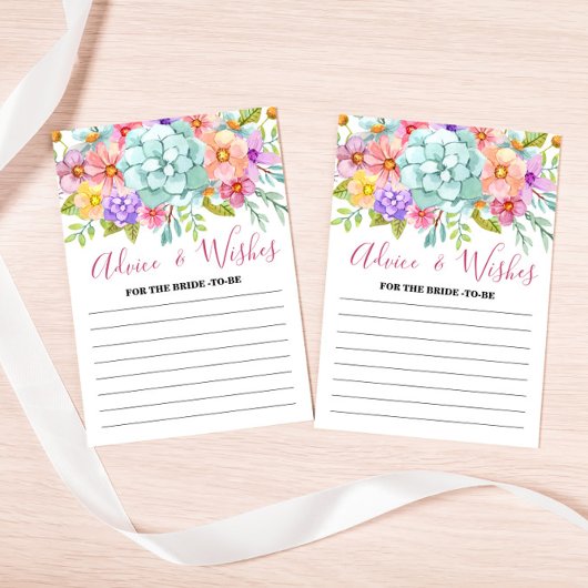 Advies en wensen Kleurrijke Bloemen Bruids Game Ka Kaart