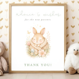  Advies en Wensen Nieuwe Ouders Konijn Baby Shower Poster