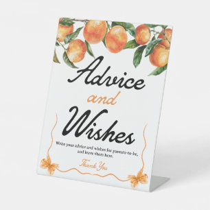 Advies en wensen ondertekenen   Oranje Baby shower Reclamebord Met Voetstuk