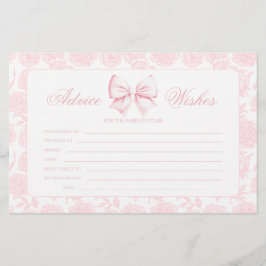 Advies en wensen Pink Bow Baby Girl Shower Spellet