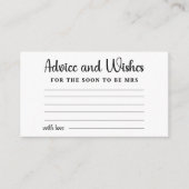 Advies en wensen voor bruid bruiloft Vrijgezellenf Informatiekaartje (Voorkant)