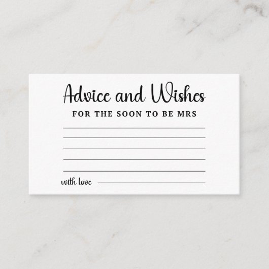 Advies en wensen voor bruid bruiloft Vrijgezellenf Informatiekaartje (Voorkant)