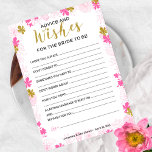 Advies en wensen voor de bride | Roze Floral<br><div class="desc">Het ontwerp is voorzien van een roze en goudkleurige florale vrijgezellenfeest "Advice and Wishes for the Bride"-kaart. Deze kaart is gepersonaliseerd met de bruid-to-be naam en de douchedatum.</div>