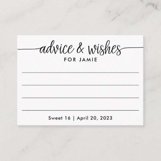 Advies en wensen voor geboortedag, Gepersonaliseer Informatiekaartje (Voorkant)