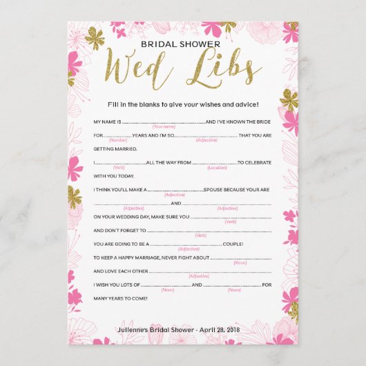 Advies en wensen voor het bruiddouchespel (Voorkant)