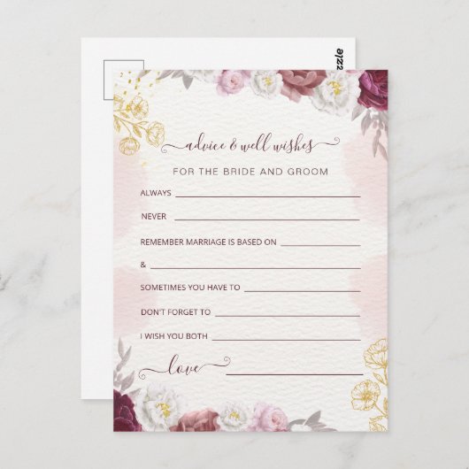 Advies en wensen voor het Vrijgezellenfeest Bride Briefkaart (Voorkant / Achterkant)