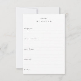 Advies en wensen voor nieuwe ouders en Baby Notitiekaartje