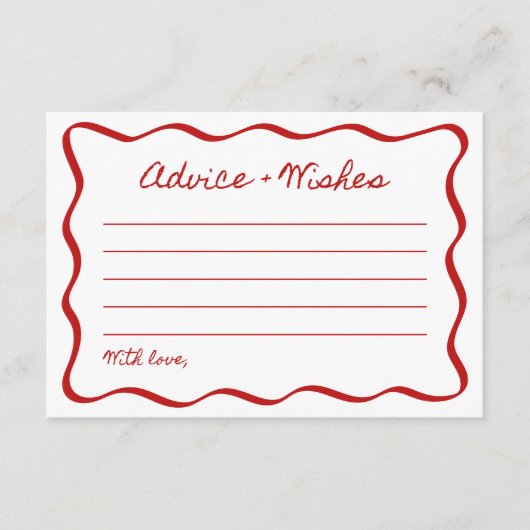 Advies en wensen Vrijgezellenfeest Spel Wavy Borde Informatiekaartje (Voorkant)