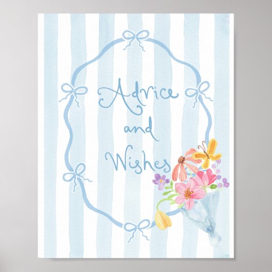 Advies en wensen Whimsical coquette Bow Blue Poster (Voorkant)