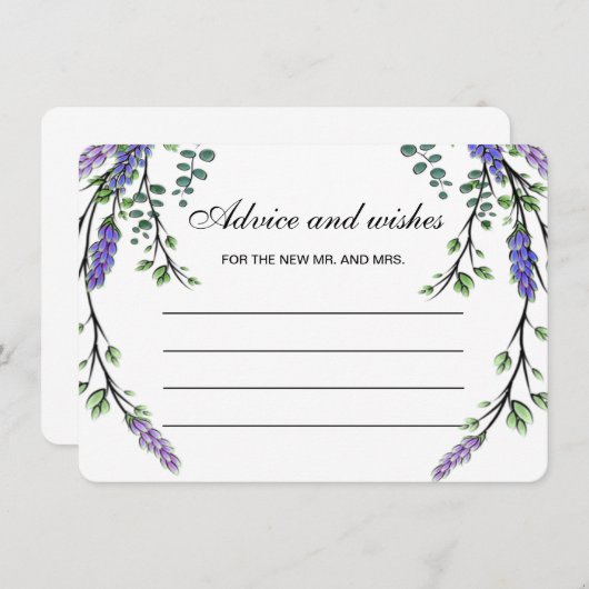 Advies en wenskaart van de lavender eucalyptus boh informatiekaartje (Voorkant / Achterkant)