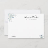 advies en wenskaart voor stoffelijke blauwe bloeme bedankkaart (Voorkant)