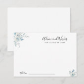 advies en wenskaart voor stoffelijke blauwe bloeme bedankkaart (Voorkant / Achterkant)