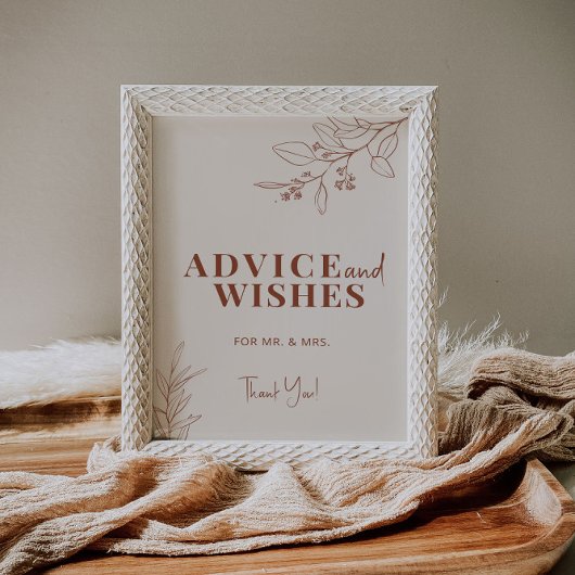 Advies en wenst Boho Wedding Sign Poster