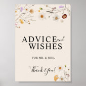 Advies en wenst Boho Wildflower WeddenSign Poster (Voorkant)